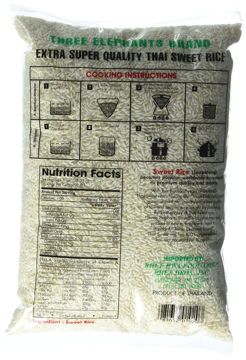 Three Elephants 5 80 Thai Sweet Rice Pound, Ounce