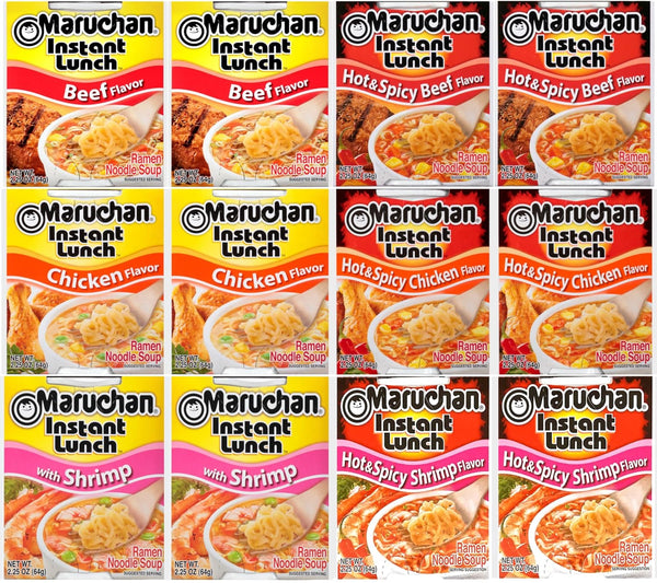 Maruchan Ramen Instant Lunch Variety, 6 Flavors, 2.25 oz (Pack of 12)
