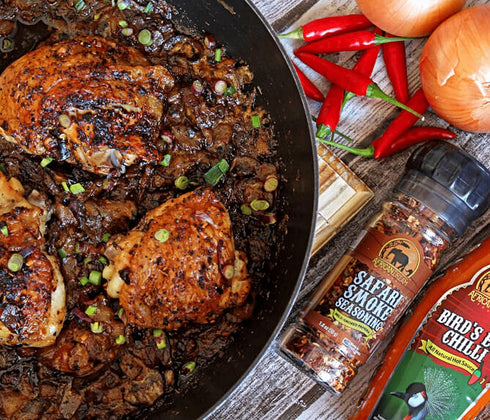 Safari Smoke Seasoning by African Dream Foods, All-Natural Smoky Seasoning, Reusable Glass Grinder