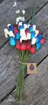 3 Dozen Primitive Patriotic Red with Black Tips, White and Blue with Dark Blue Tips Bouquet