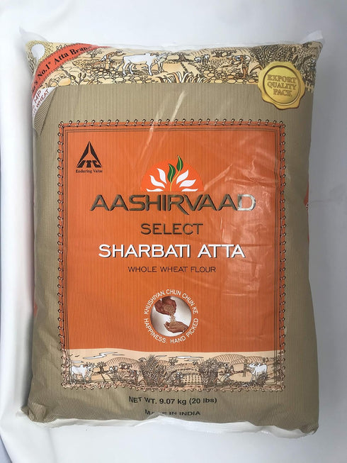 Aashirvaad (20lb) Select Superior Sharbati Whole Wheat Atta, Atta, King of Wheat, Product of India