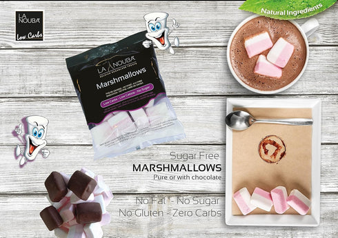 2 Pack (2.7 oz La Nouba Sugar Free Marshmallows, Keto Friendly, Zero Sugar, Low Carb, Perfect for Smores, Hot Chocolate