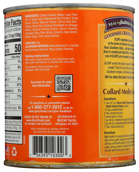 Glory Foods 27 oz Seasoned Southern Style Collard Greens
