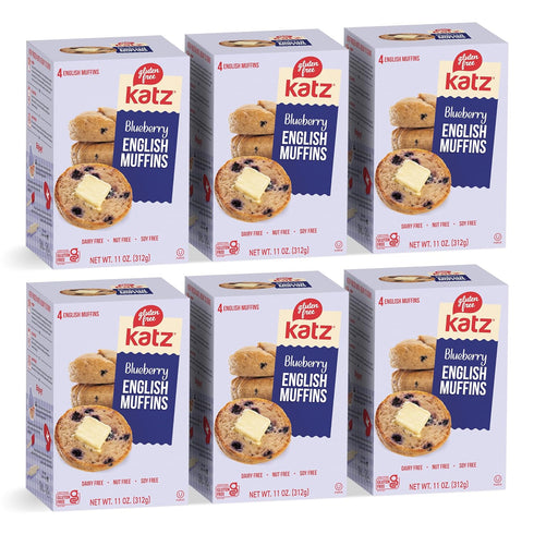 Katz Gluten Free Blueberry English Muffins. No Soy and Eggs, Dairy Free,