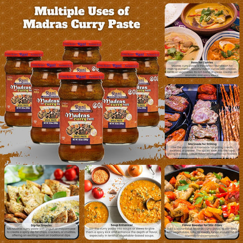 10.5oz (300g) Pack 5+1 Rani Madras Curry Cooking Spice Paste Glass Jar, of FREE ~ No Colors | All Natural | NON-GMO |