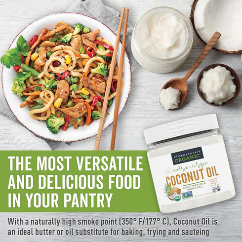 16 oz Viva Naturals Organic Coconut Oil, fl Unrefined, Cold-Pressed Extra Virgin Coconut Oil, USDA Organic & Non-GMO