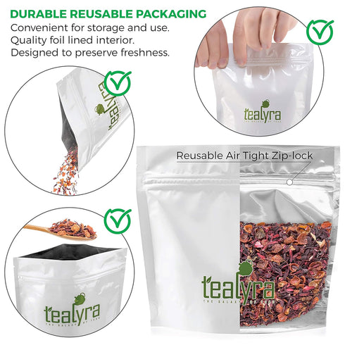Tealyra Hibiscus and Rosehips Loose Leaf Tea - Health Tonic, Caffeine-Free, Vitamins Rich - 224g (8-ounce)