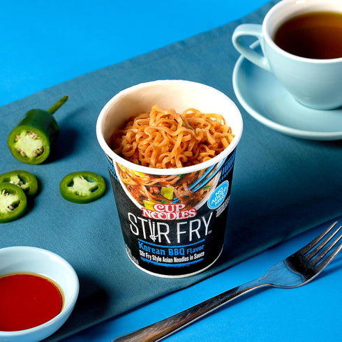 2.89 (Pack 6) Nissin Cup Noodles Stir Fry Noodles in Sauce, Korean BBQ, Ounce