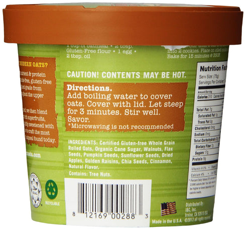 2.6 (Pack 6) Modern Oats Apple Walnut Oatmeal, Ounce