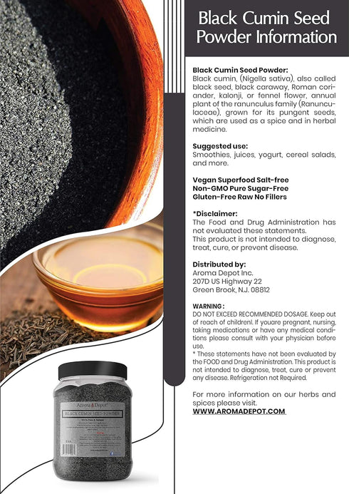 8 oz Black Seed Powder, GROUND (Nigella Sativa), 100% Non-GMO, Gluten Free