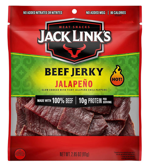 Jack Link's Beef Jerky, Jalapeno Flavorful Meat Snack, Ready to Eat Protein