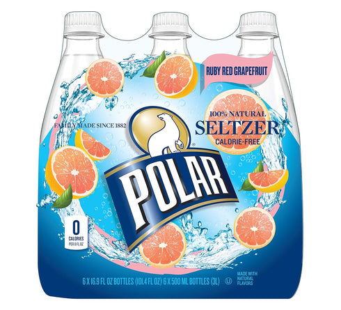 Polar Seltzer Ruby Red Grapefruit, 16.9 Fluid Ounce (Pack of 6)