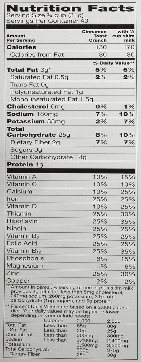General Mills 2 43.75oz Cinnamon Toast Crunch Cereal Bags, box by