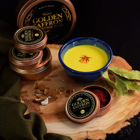(5.0 Golden Saffron, Finest Pure Premium All Red Saffron Threads, Grade A+ Super Negin, Non-GMO Verified. For Tea