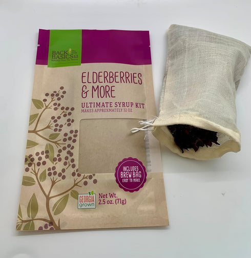 Elderberries & More Ultimate Syrup Mix - Makes Approx. 32 oz with Honey, Organic Dried Ingredients, Included Tea Bag