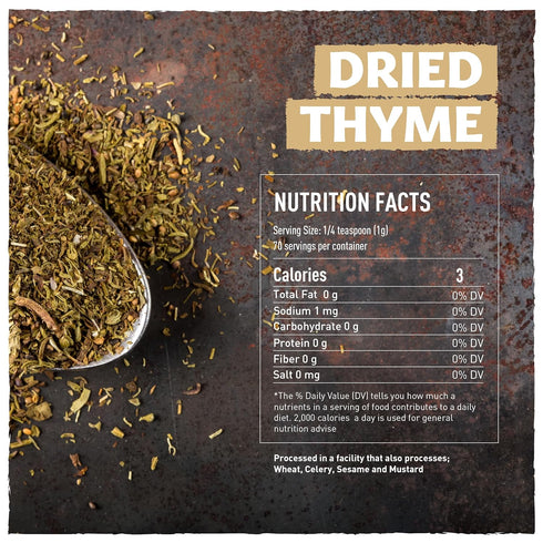 Eastanbul Thyme Leaves, 2.5oz Dried Thyme Herb, Dried Thyme Leaves, Dry Thyme, Mediterranean Thymes, Vegan Thyme Herb, Full-Flavor Thyme Dry and Exquisitely Fragnant Tyme
