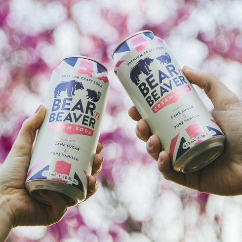 100% 12 Pack 16 Oz Bear 'n Beaver Premium Craft Cream Soda Soft Drinks Made with Cane Sugar & Pure Vanilla - Vegan