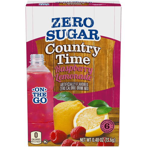 Country Time Sugar-Free Raspberry Lemonade Drink Mix - 6 On-the-Go Packets