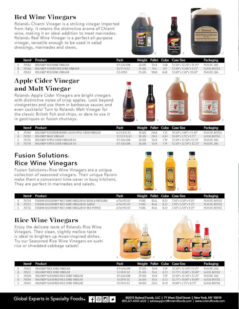 128 Roland Rice Wine Vinegar, Ounce