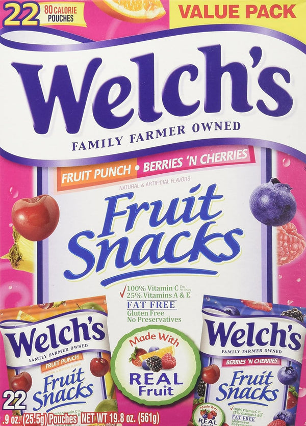 Welch's Fruit Snacks 22 Pouches - Fruit Punch & Berries 'n Cherries