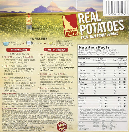 100-Percent Pack 6 (5 Idahoan Au Gratin and Scalloped Homestyle Casserole Potatoes, Made with Gluten-Free Real Idaho