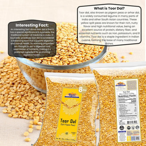 128oz (8lbs) 3.63kg Rani Toor Dal (Split Pigeon Peas) Bulk ~ All Natural | Gluten Friendly | NON-GMO | Vegan | Indian