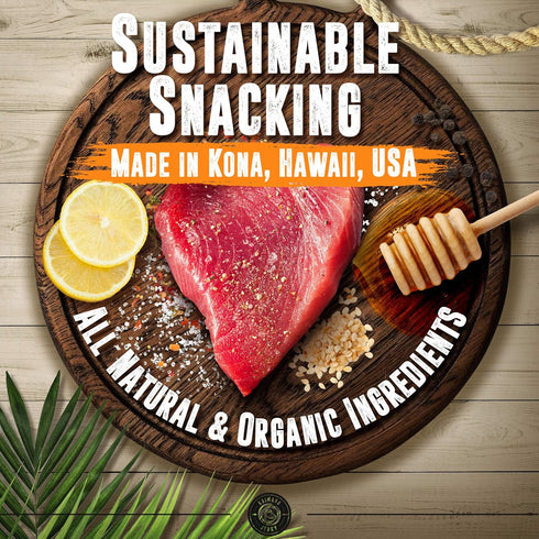 Omega-3s (3 pack, 2 oz) Kaimana Wild-Caught Ahi Tuna Jerky - Peppered | Rich in & High in Protein | All-Natural
