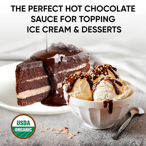 7.2 oz King's Cupboard Organic Hot Fudge Sauce - The Perfect Hot Chocolate Sauce for Topping Ice Cream & Desserts