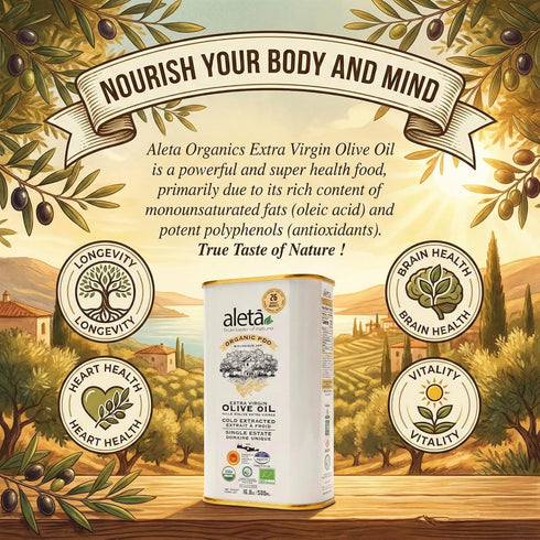 Aleta 16.9 Oz (Pack 1) Farms Olive Oil Extra Virgin, USDA Organic, Single Estate PDO Polyphenol Rich Olive Oil, Cold