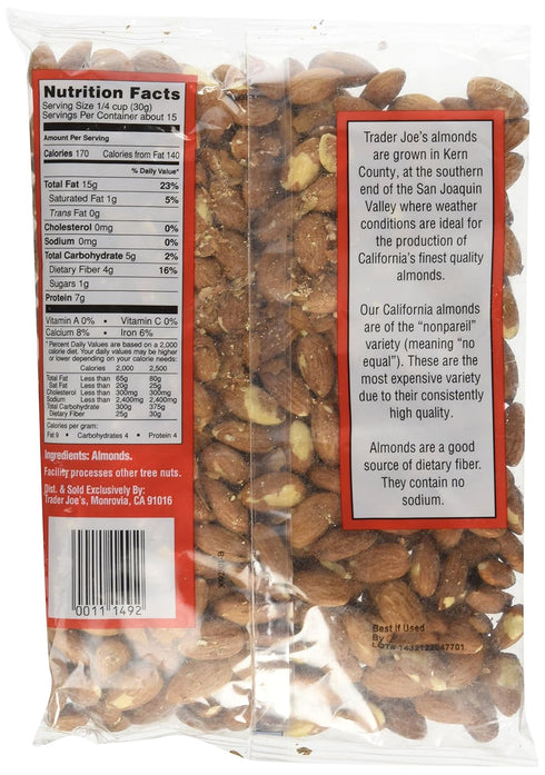Trader Joe's 16 Dry Roasted & Unsalted Almonds, Ounce