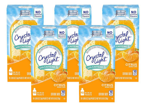 Citrus On-The-Go Powdered Drink Mix with Caffeine, 10 ct., Pack of 5 by Crystal Light