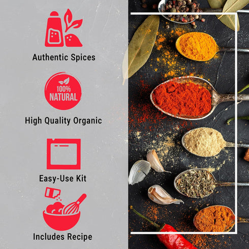 Flavor Temptations Beginner Seasoning Set: TIKKA MASALA, BUTTER CHICKEN, TANDOORI CHICKEN, BEEF VINDALOO Indian Food