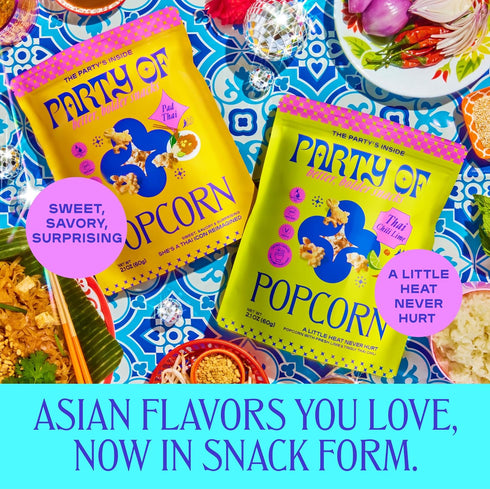 Pack 6 6 Pack Party Of Thai-Inspired Popcorn Variety Chili Lime + Pad Thai Mini Size Bags Bold, Tangy, Spicy