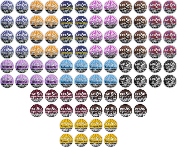 InfuSio Coffee Pods Variety Pack 96 Count, 12 Sophisticated Medium & Dark