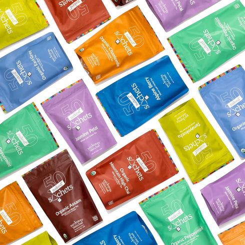 50 50 Count (Pack 1) Two Leaves and a Bud Organic Earl Grey - Naked Tea Sachets - Whole Leaf Black Tea in Eco-Friendly