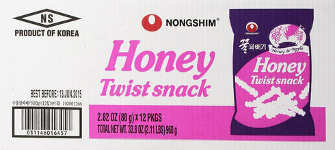 2.82 (Pack 12) Nongshim Snacks, Honey Twist, Ounce