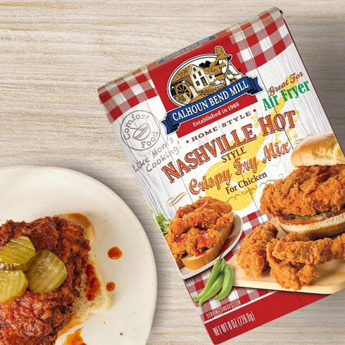 Calhoun Bend Mill Nashville Hot Style Crispy Fry Mix, 8 oz - Spicy Southern Seasoning for Chicken Tenders