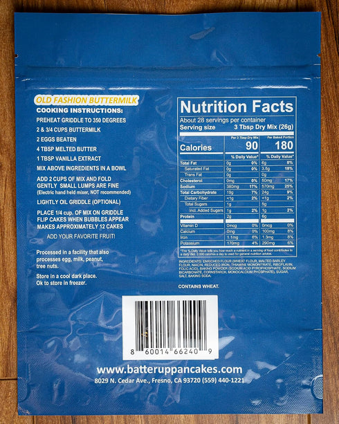 Batter Up Pancakes 1.6 lb Old Fashion Buttermilk Pancake Mix, Dry Mix for Pancakes, Waffles and Biscuits, Resealable