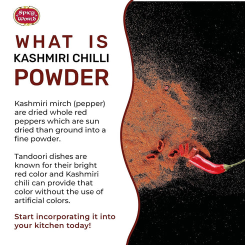 Spicy World 7 Kashmiri Chili Powder Red Ounce Resealable bag | All Natural Low Heat, Chili Powder - Red Pepper Powder