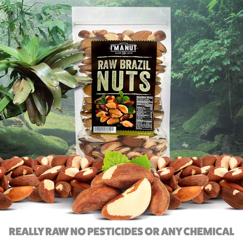 1 lb (16oz) Premium Wild Harvested Raw Brazil Nuts, High Selenium, Batch Tested Peanut & Gluten Free, Non-GMO, Kosher