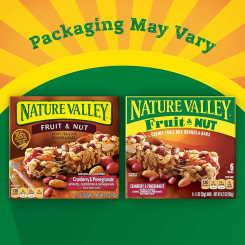 6 6.7 OZ (Pack 6) Nature Valley Chewy Fruit & Nut Granola Bars, Cranberry Pomegranate, Bars