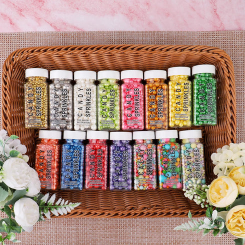 6 4.6 oz Pastel Pearl Sprinkles for Cake Decorating, Sizes Mix Edible Pearl Sugar Easter Sprinkles for Baking Cupcake