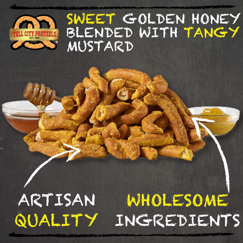 Tell City Honey Mustard Flavored Pretzel Pieces - Homestyle Crunchy Hard Pretzels, 12 oz