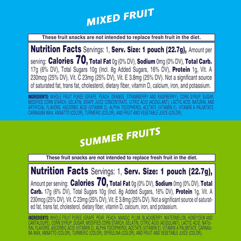 Summer 0.8oz Packs (Pack 60) Welch's Fruit Snacks, Mixed Fruit & Fruits Snack Box, Gluten Free, Snack