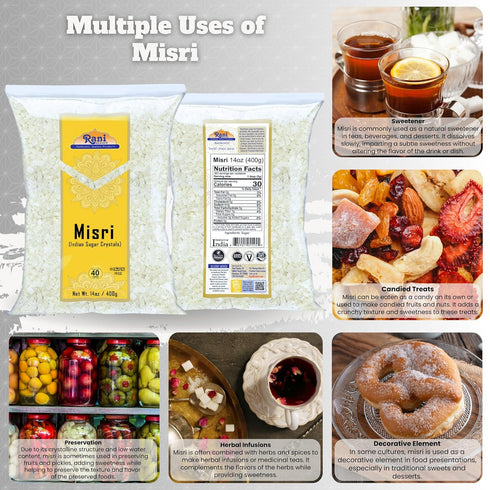 14oz (400g) Rani Misri (Indian Sugar Crystals) ~ All Natural | Gluten Friendly | No Colors | Vegan | Kosher | Indian