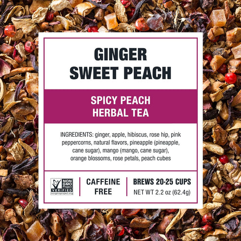 25 2.2 Tiesta Tea - Ginger Sweet Peach, Loose Leaf, Spicy Peach Herbal Tea, Non-Caffeinated Tranquility Blend, Bulk