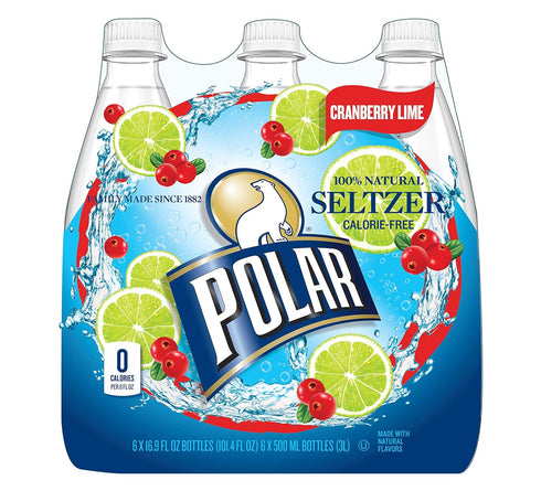 Polar Seltzer Cranberry Lime, 16.9 Fluid Ounce (Pack of 6)