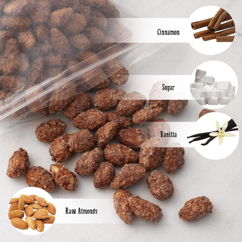 Pop'N Popcorn 24 oz (1.50 lb) Cinnamon Roasted Almonds - Candied Almonds Glazed with Cinnamon to Satisfy Any Sweet
