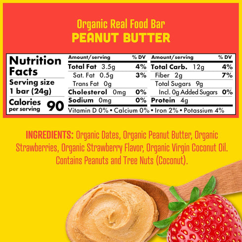 Skout Organic Peanut Butter & Jelly Real Food Bars for Kids (6 Pack) | Plant-Based Nutrition, Vegan, No Refined Sugar