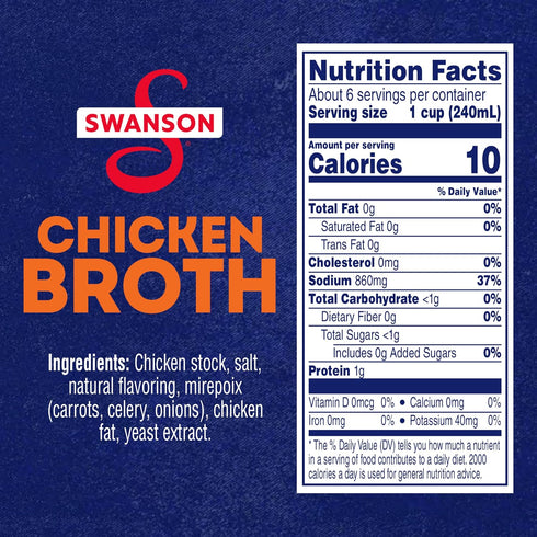 100% 48 oz SWANSON S Natural Chicken Broth, Carton